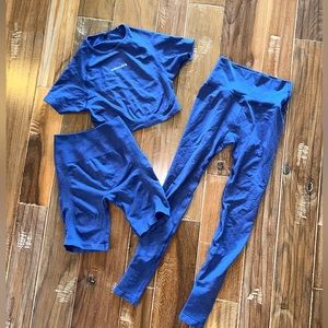 Alphalete purple set (top, shorts & pants)